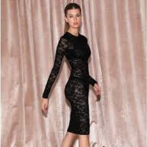 Fleur du Mal Black Lace Sheer Dress